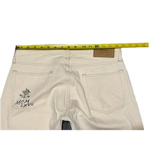Polo Ralph Lauren The Varick Slim Straight Jeans 30x30 White Boat Button Fly - Picture 8 of 8